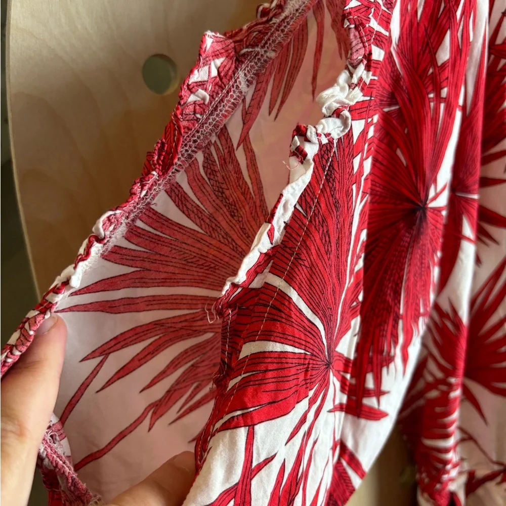 Anthropologie Red Palm Leaf Romper By Bishop + Young Large - Picture 4 of 8